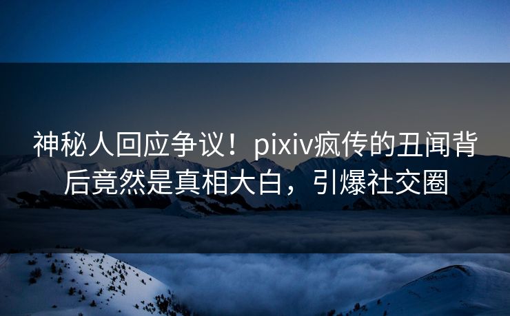 神秘人回应争议！pixiv疯传的丑闻背后竟然是真相大白，引爆社交圈