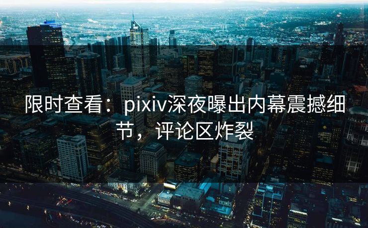限时查看：pixiv深夜曝出内幕震撼细节，评论区炸裂
