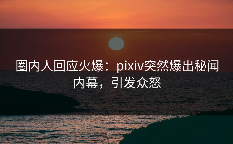 圈内人回应火爆：pixiv突然爆出秘闻内幕，引发众怒