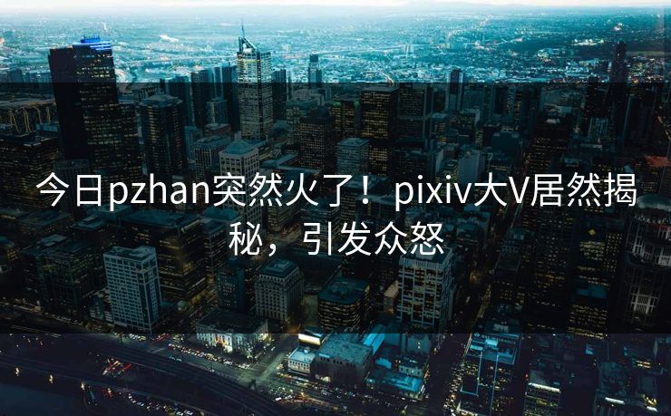 今日pzhan突然火了！pixiv大V居然揭秘，引发众怒