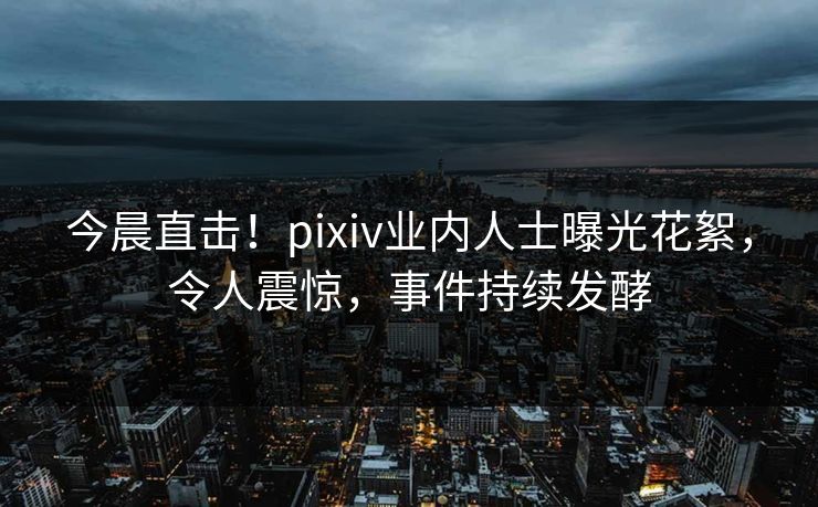 今晨直击！pixiv业内人士曝光花絮，令人震惊，事件持续发酵
