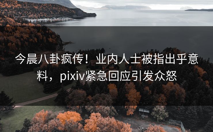 今晨八卦疯传！业内人士被指出乎意料，pixiv紧急回应引发众怒