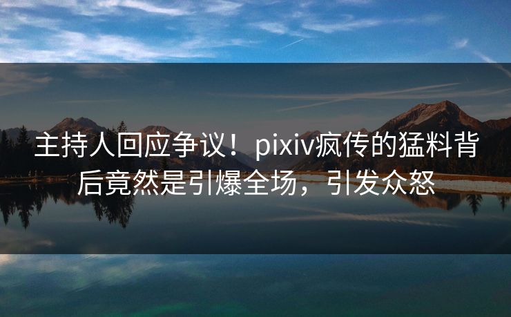 主持人回应争议！pixiv疯传的猛料背后竟然是引爆全场，引发众怒