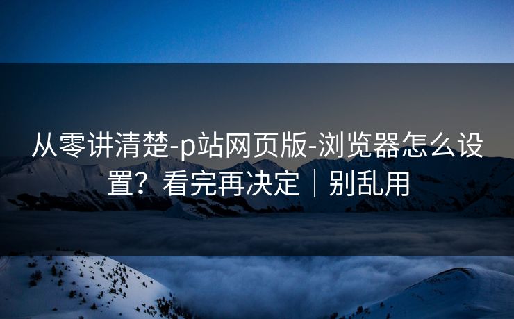 从零讲清楚-p站网页版-浏览器怎么设置？看完再决定｜别乱用